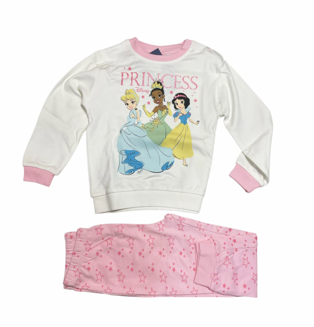 Pigiama in cotone felpato da bambina Principesse Disney
