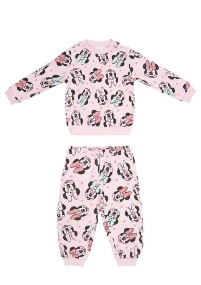 Pigiama in cotone felpato da bambina Minnie
