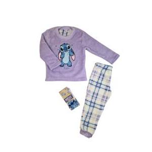 Pigiama in pile e calzini antiscivolo da bambina stitch