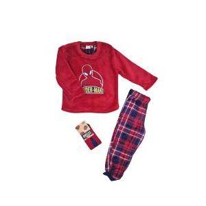 Pigiama in pile e calzini antiscivolo da bambino spiderman