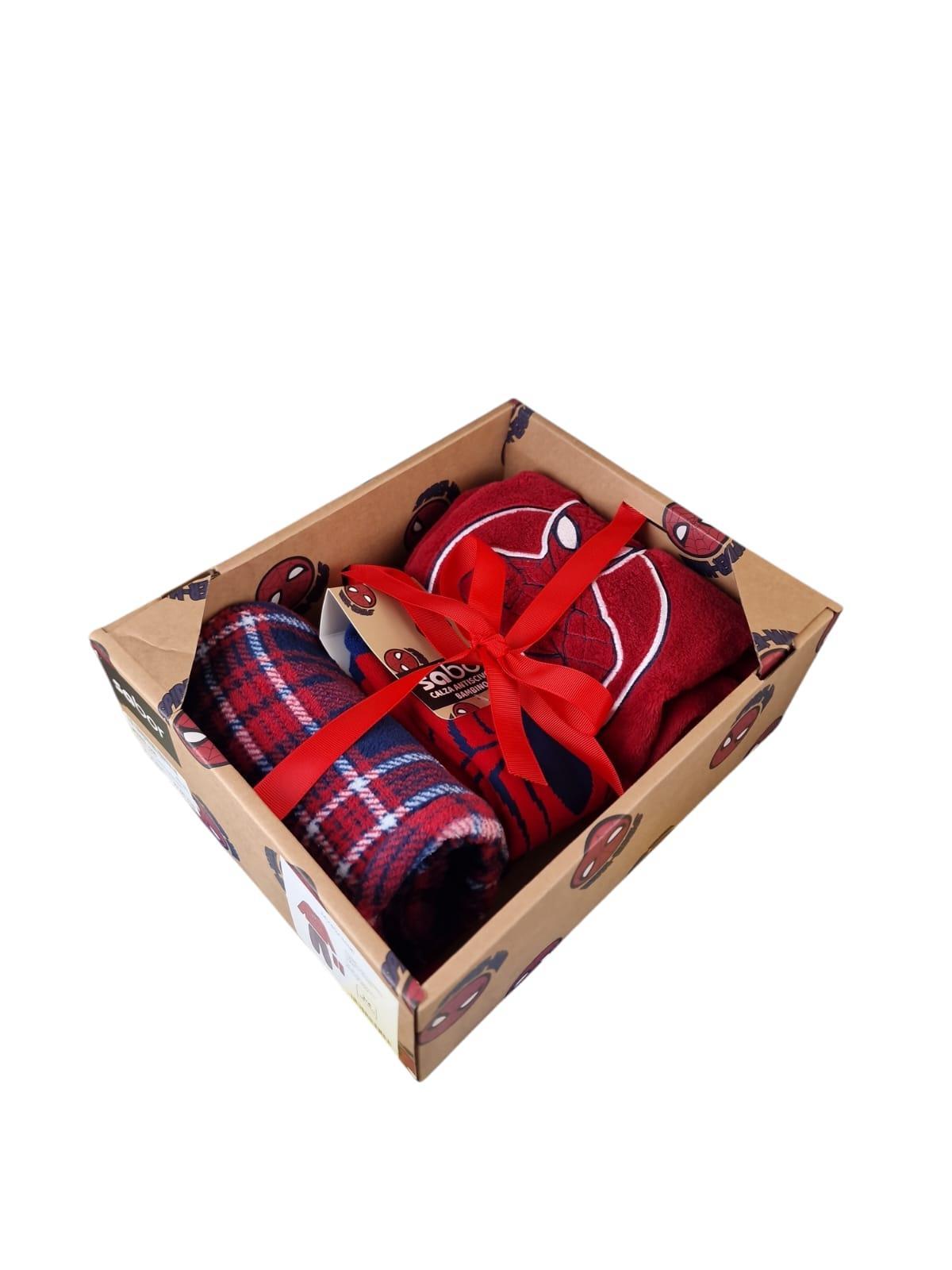 Pigiama in pile e calzini antiscivolo da bambino Spiderman