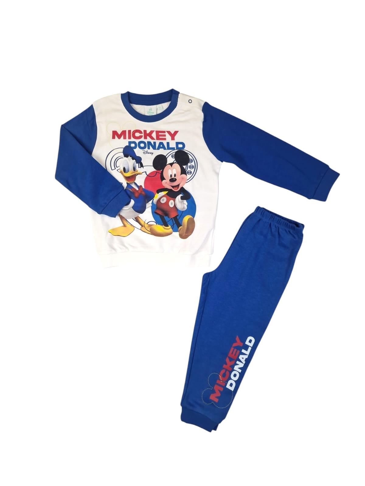 Pigiama bambino in cotone felpato Mickey Donald