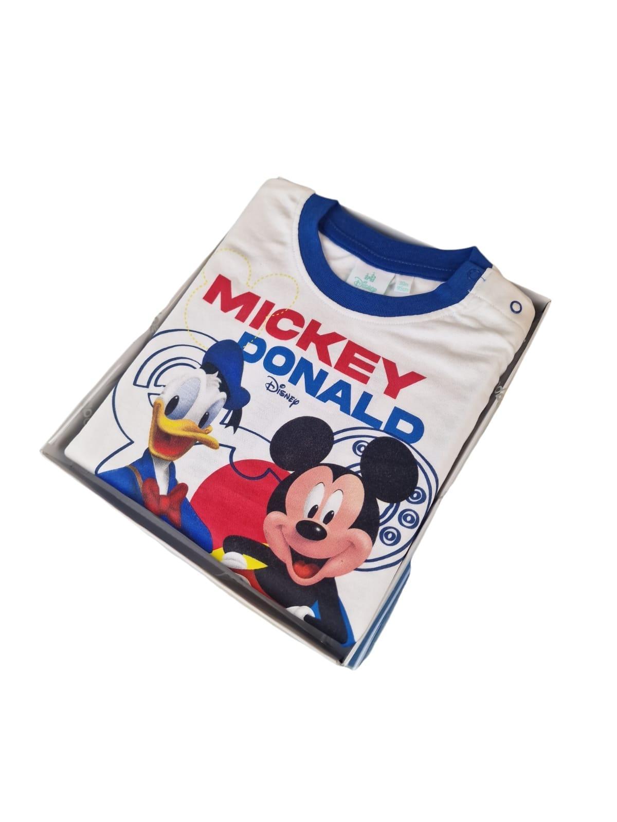 Pigiama bambino in cotone felpato Mickey Donald