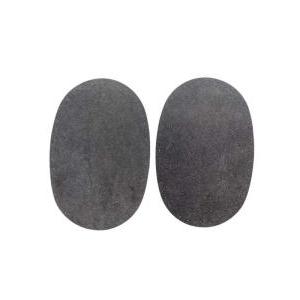 Coppia toppe scamosciate ovali termoadesive grigio
