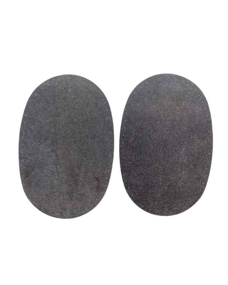 Coppia toppe scamosciate ovali termoadesive grigio