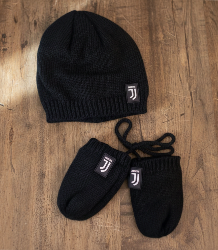 Set cappello e moffole neonato compatibile con Juventus