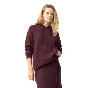 Maglione con cappuccio bordeaux  donna
