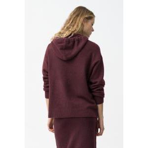 Maglione con cappuccio bordeaux  donna