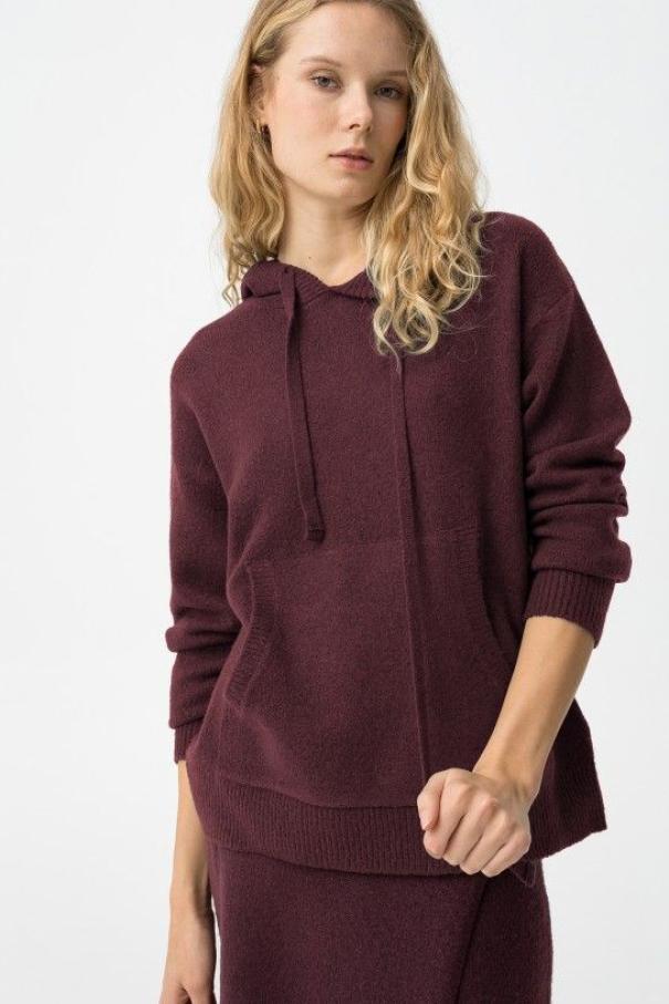 Maglione con cappuccio bordeaux Tiffosi donna