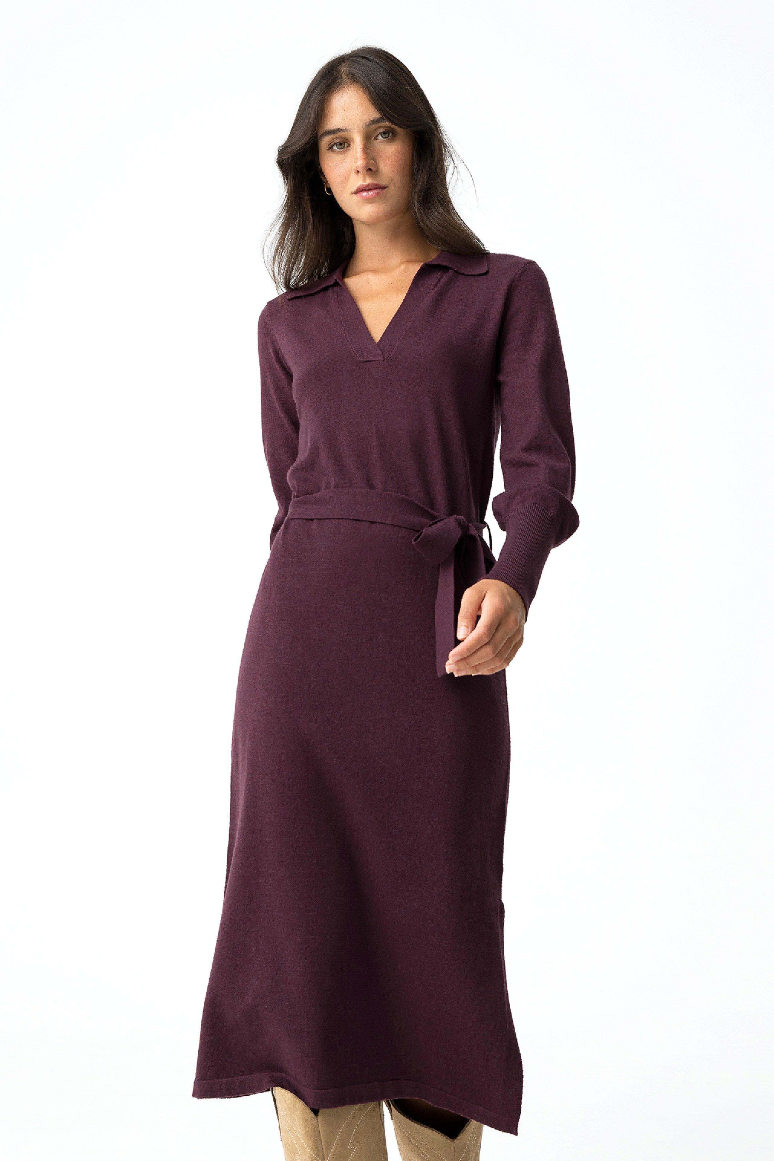 Abito manica lunga di maglina bordeaux Tiffosi