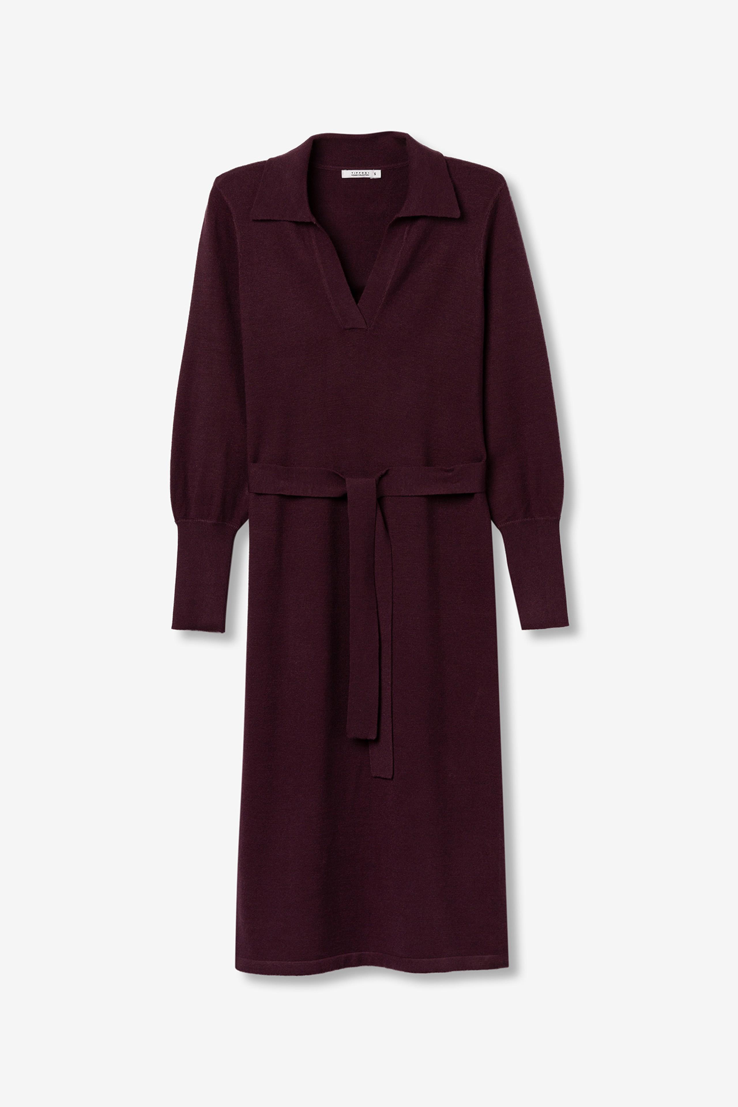 Abito manica lunga di maglina bordeaux Tiffosi