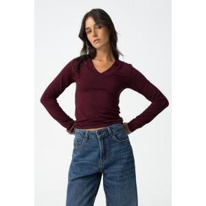 Maglia manica lunga bordeaux donna