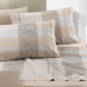 Lenzuolo 2p  orlando quadri+righe beige