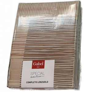 Lenzuolo 2p  orlando quadri+righe beige