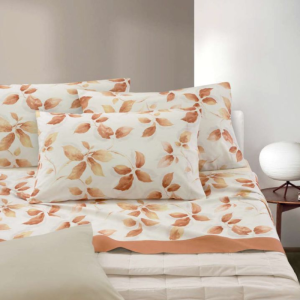 Lenzuolo 2p clio stampa fogli beige