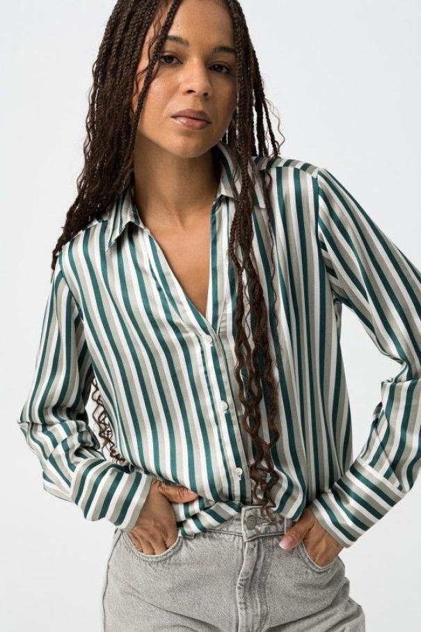 Camicia in raso a righe donna Tiffosi