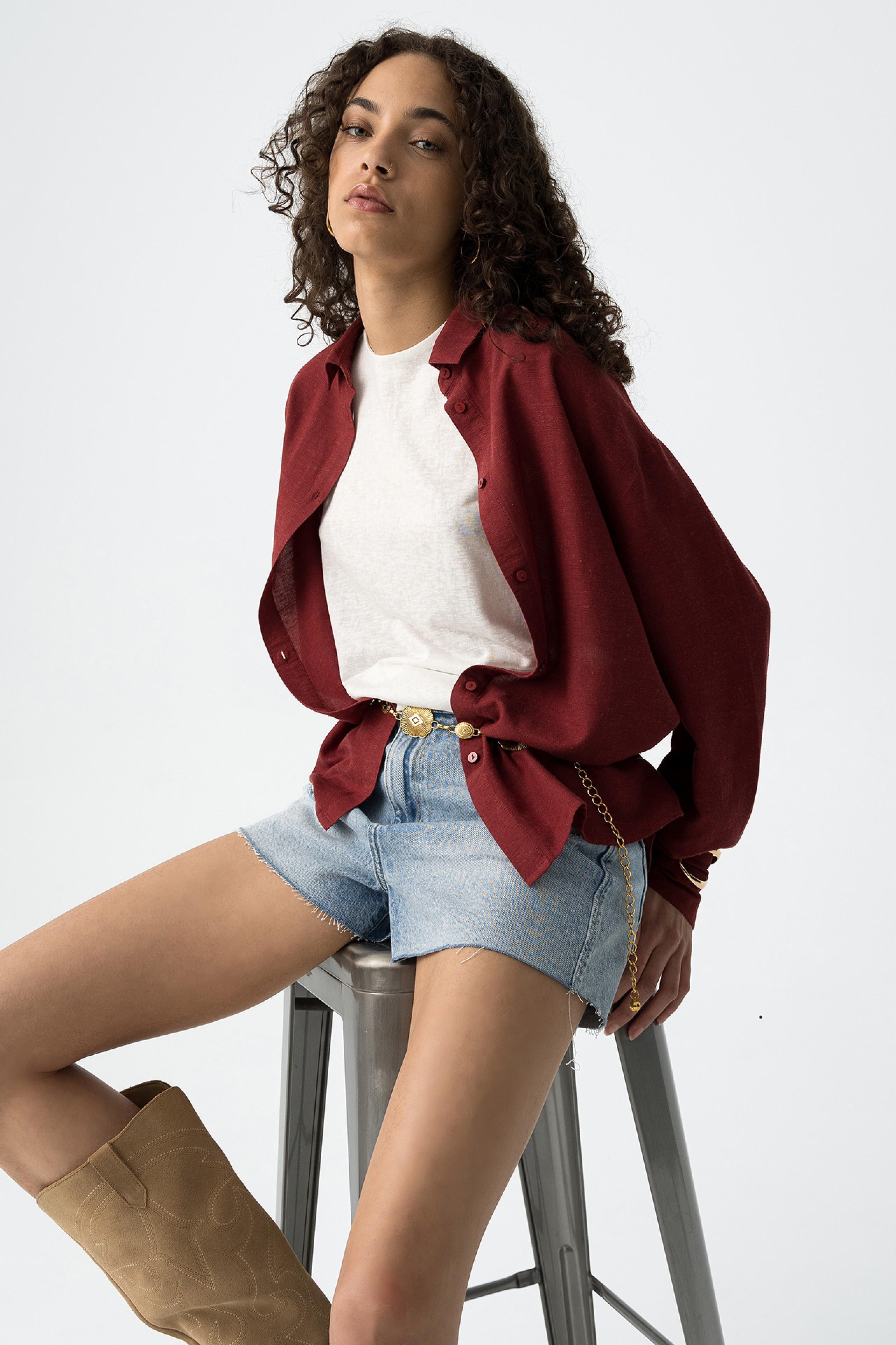 Camicia relaxed fit misto lino Tiffosi donna