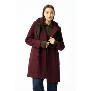 Cappotto lungo in panno bordeaux donna