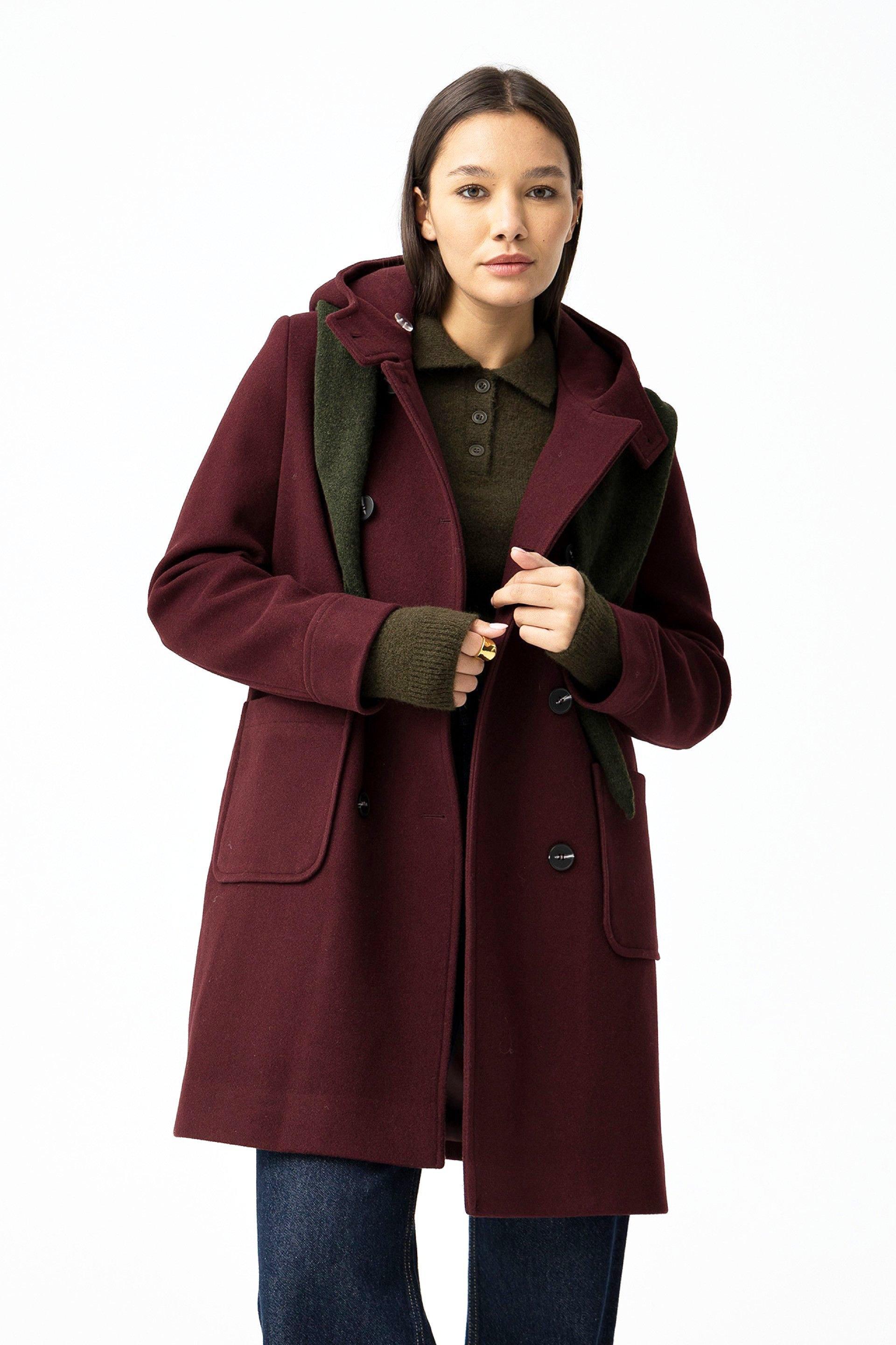 Cappotto lungo in panno bordeaux donna Tiffosi