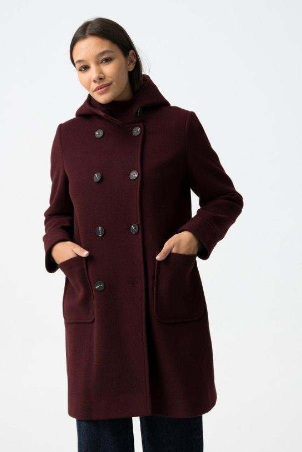 Cappotto lungo in panno bordeaux donna Tiffosi