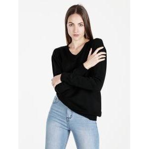 Pullover donna rasato unito nero