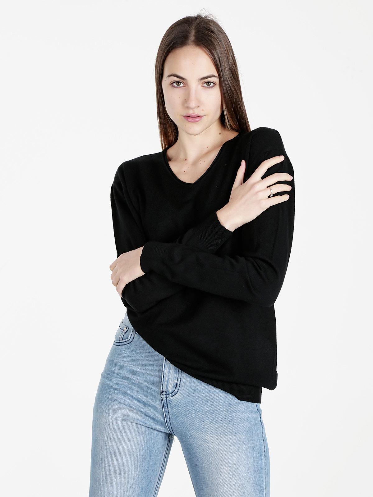 enrico coveri pullover donna rasato unito nero - foto 1