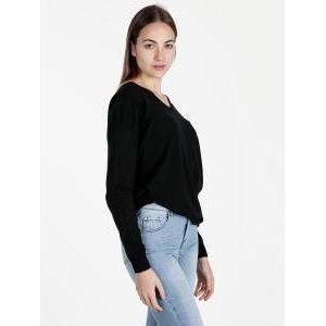 Pullover donna rasato unito nero