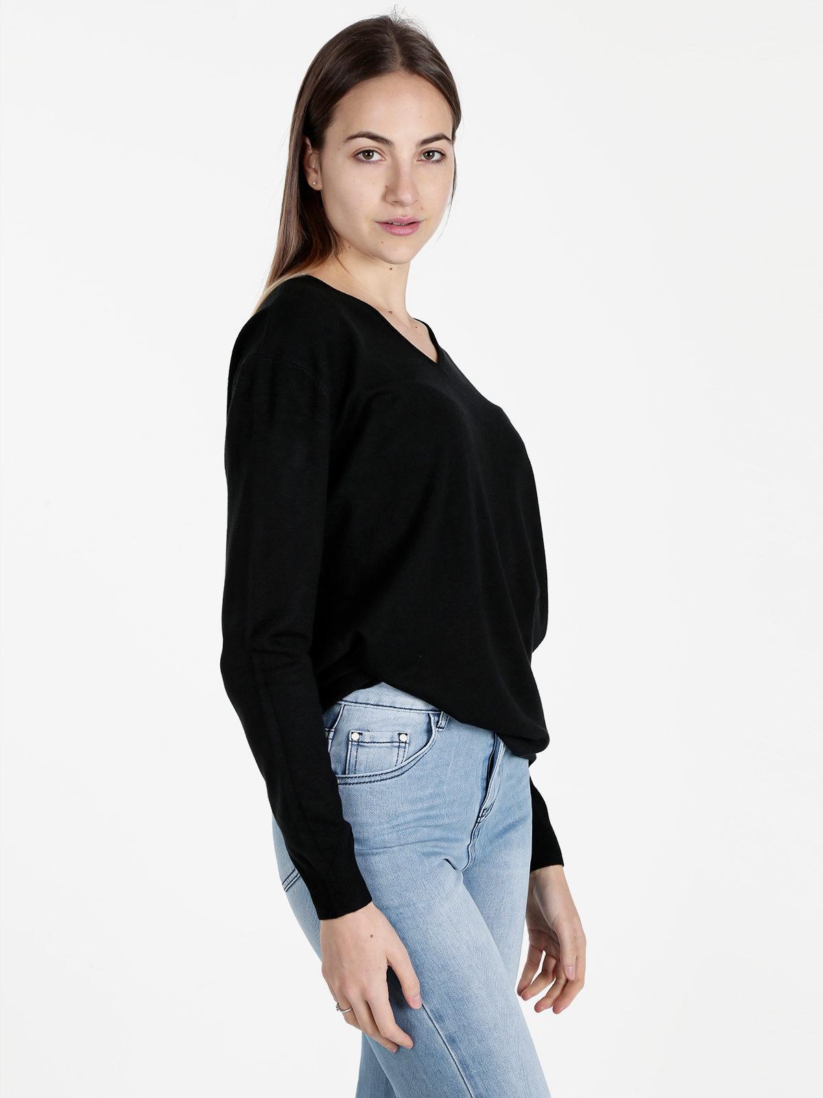 enrico coveri pullover donna rasato unito nero - foto 2