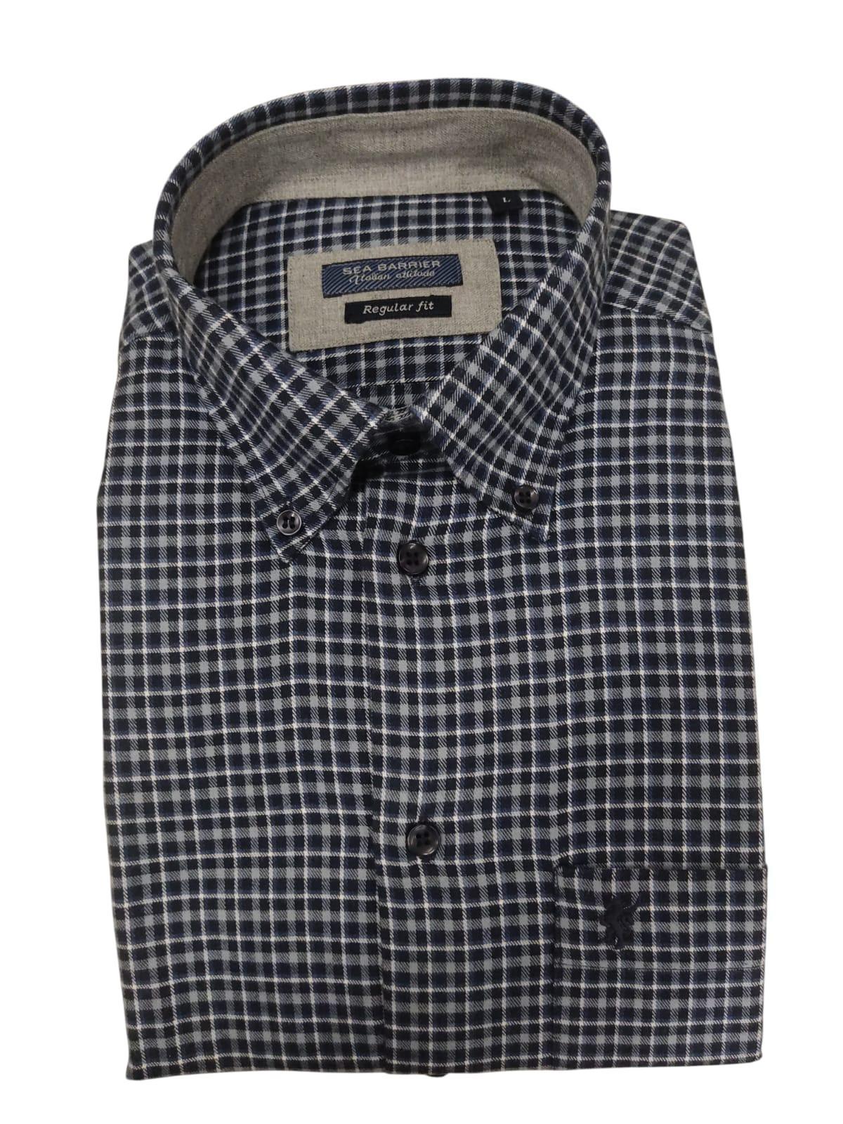 sea barrier camicia flanella quadretti regular fit blu - foto 1