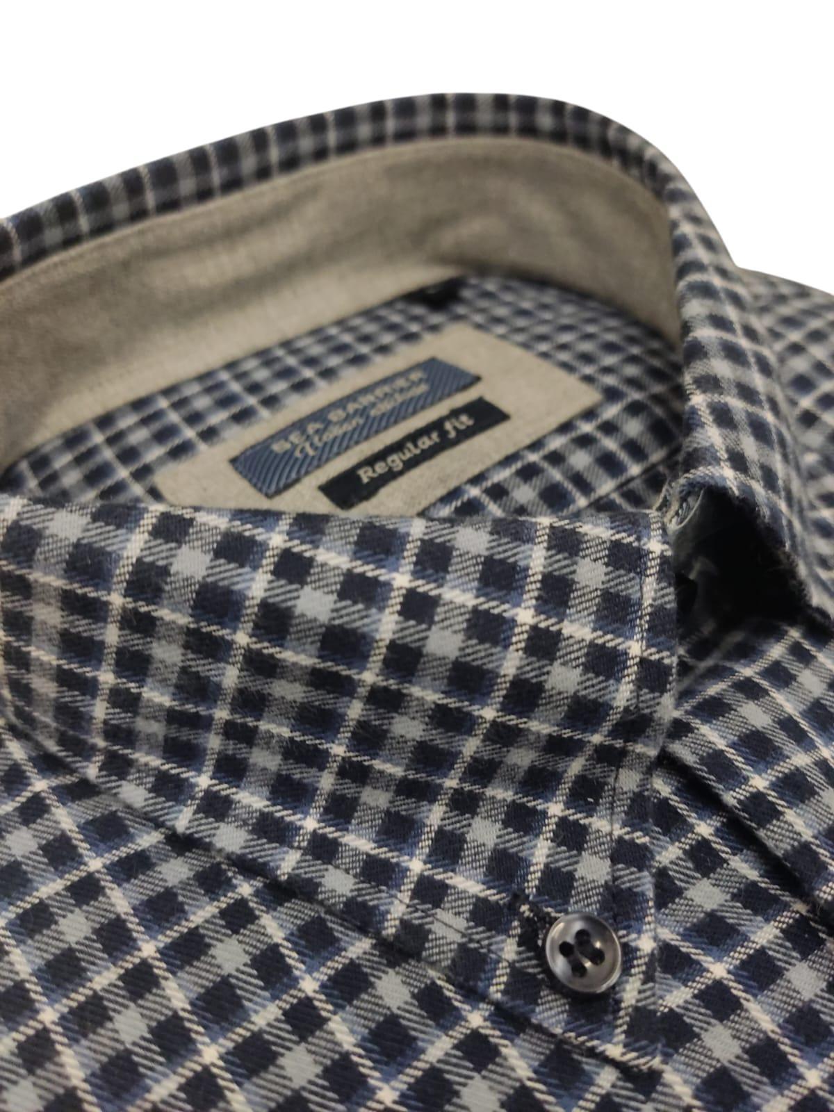 sea barrier camicia flanella quadretti regular fit blu - foto 2