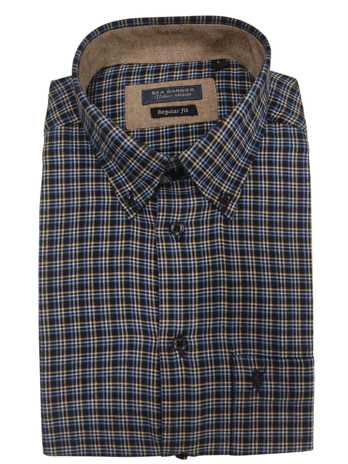 Camicia flanella quadretti regular fit Blu Royal