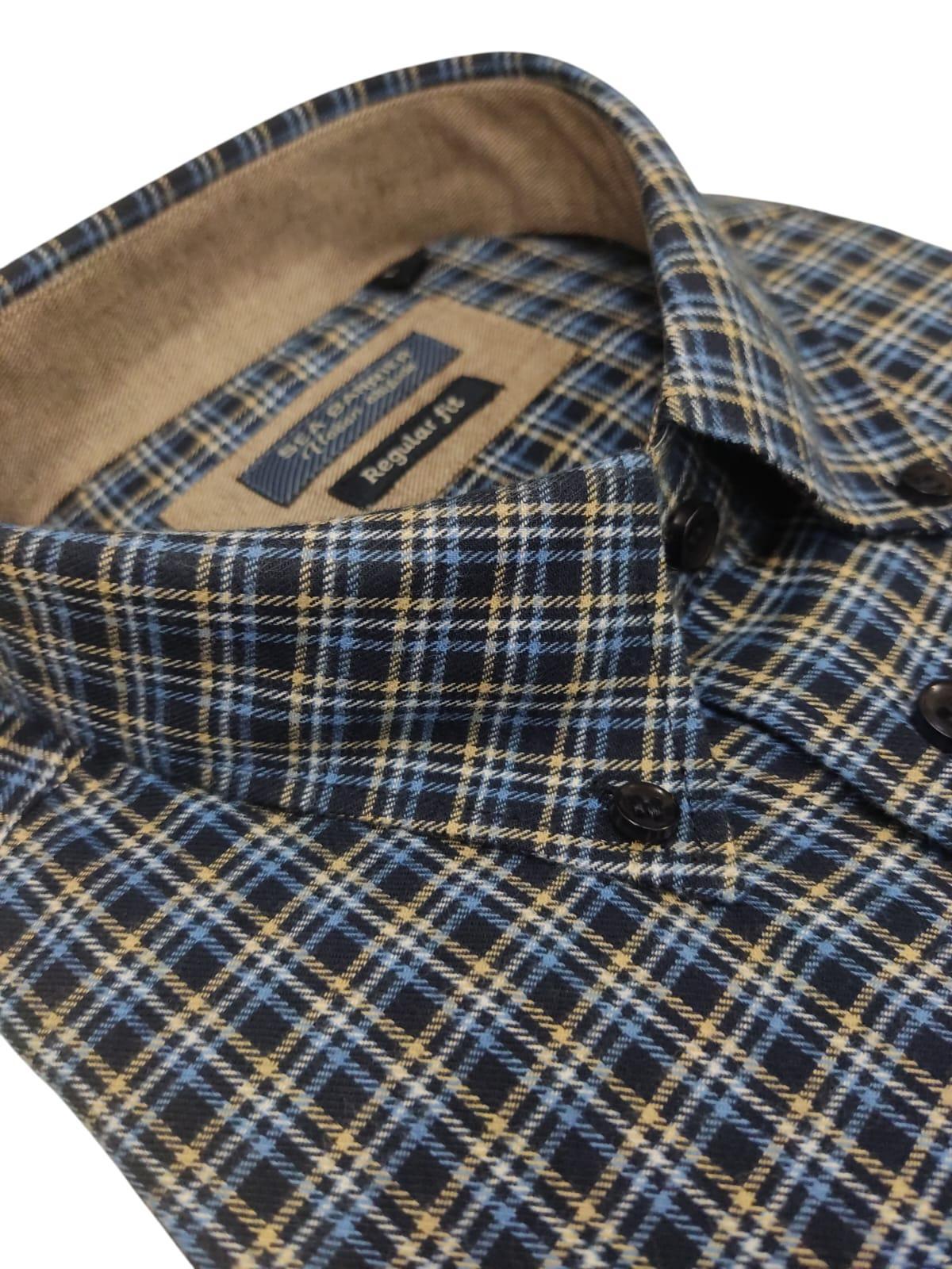 Camicia flanella quadretti regular fit Blu Royal