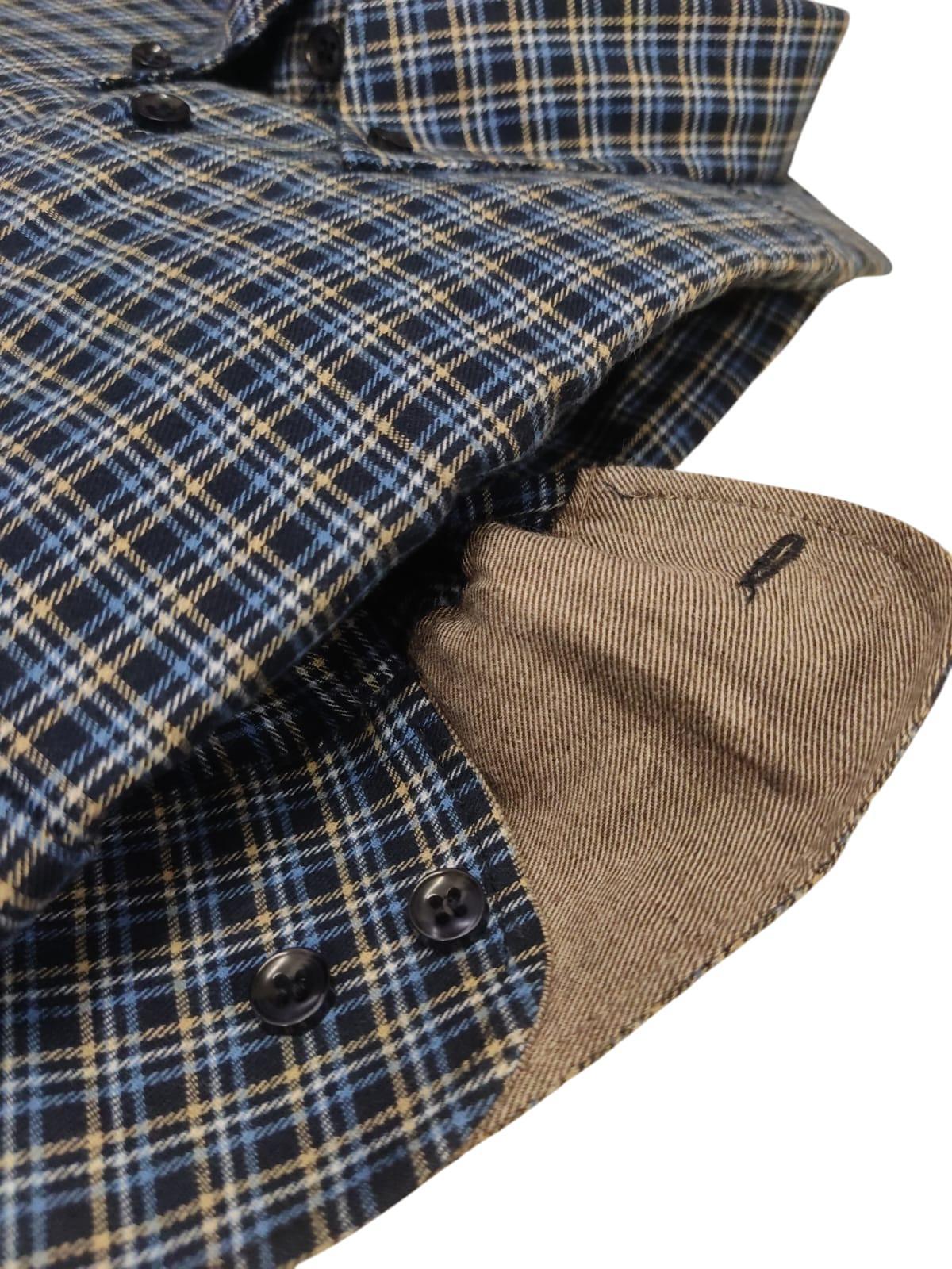 Camicia flanella quadretti regular fit Blu Royal