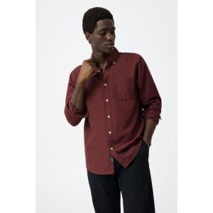 Camicia manica lunga uomo cotone bordeaux