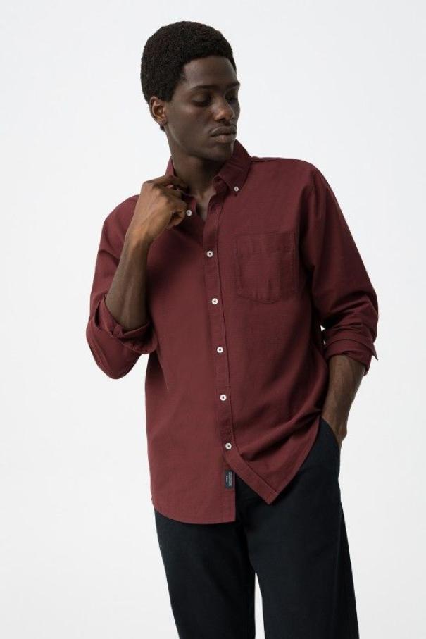 Camicia manica lunga uomo cotone bordeaux Tiffosi