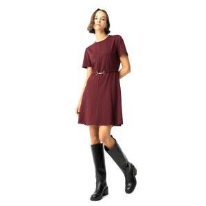 Abito corto in maglia bordeaux da donna