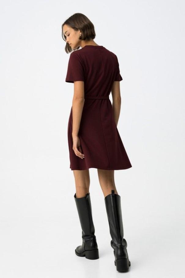 Abito corto in maglia bordeaux da donna Tiffosi