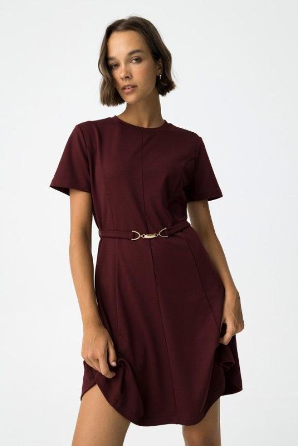 Abito corto in maglia bordeaux da donna Tiffosi