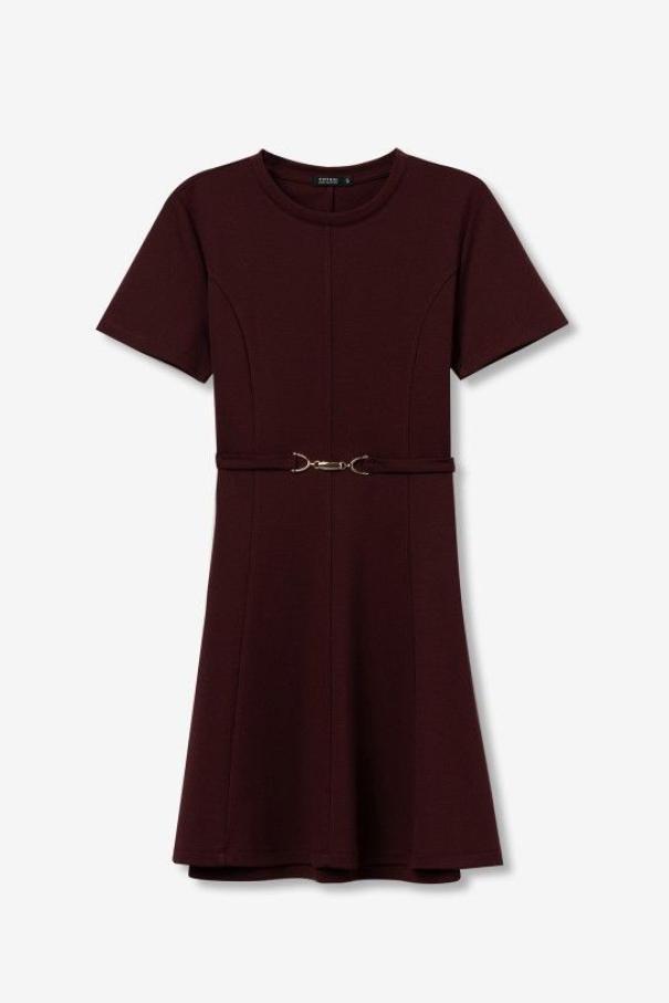 Abito corto in maglia bordeaux da donna Tiffosi