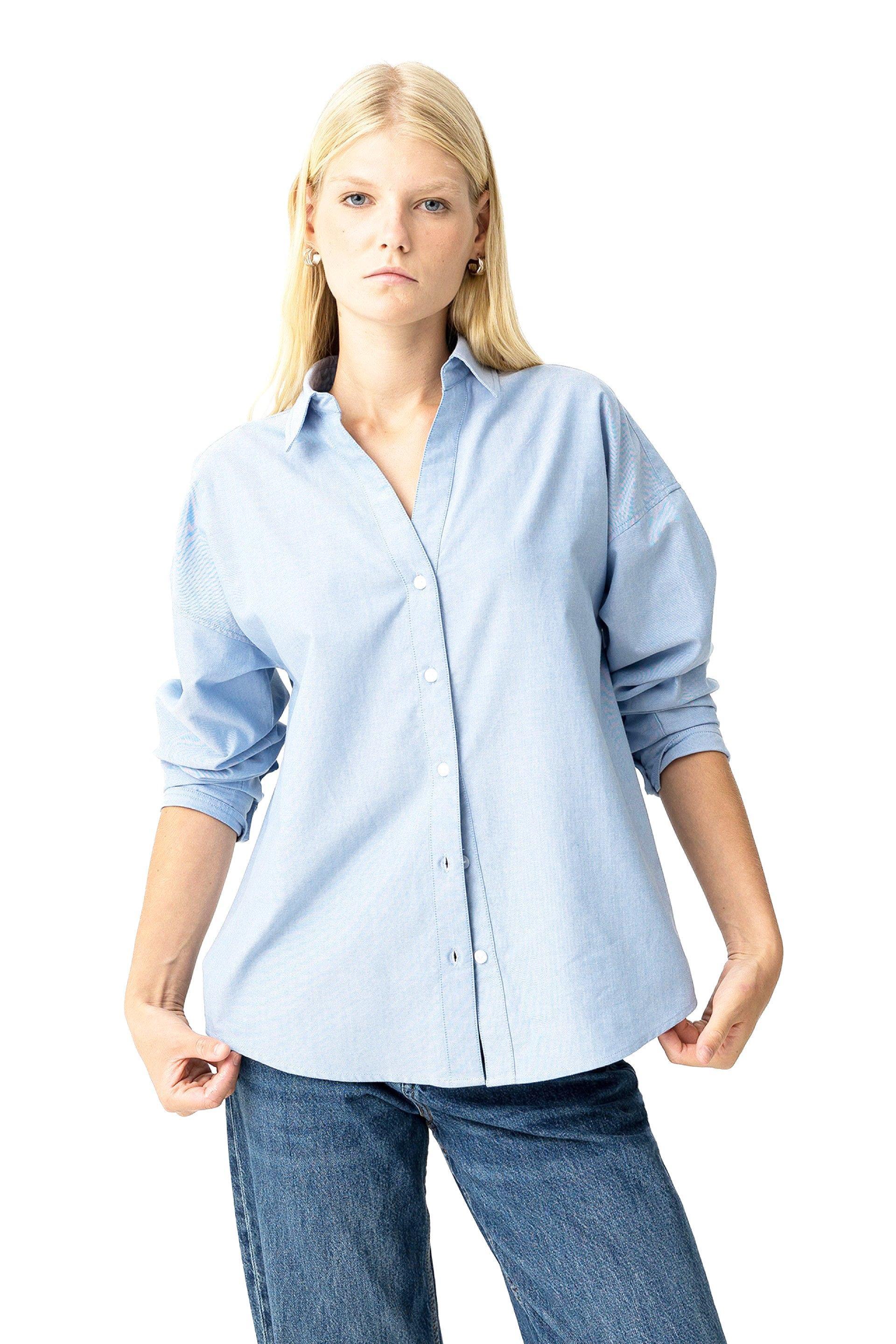 Camicia donna scollo V Tiffosi celeste