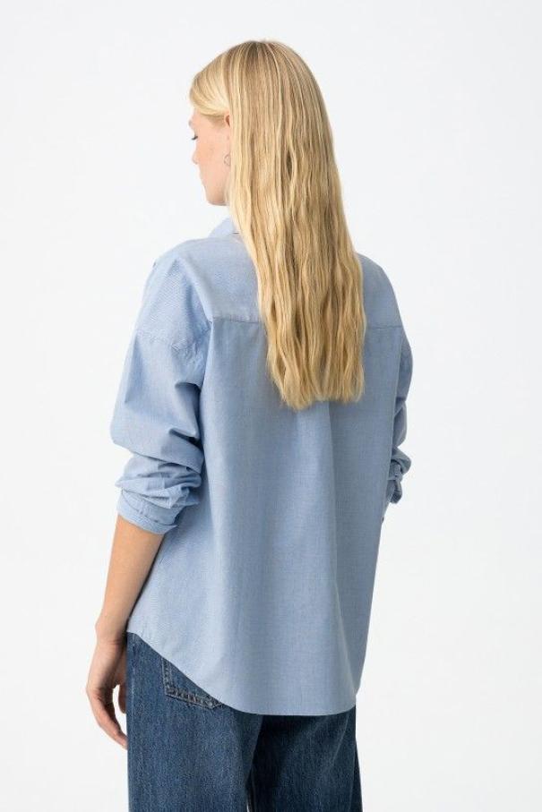 Camicia donna scollo V Tiffosi celeste