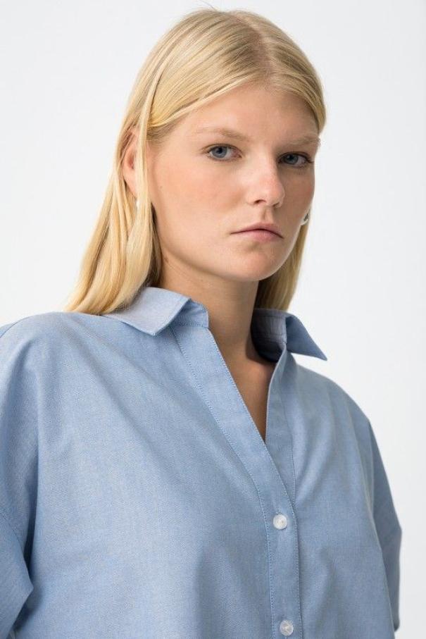 Camicia donna scollo V Tiffosi celeste