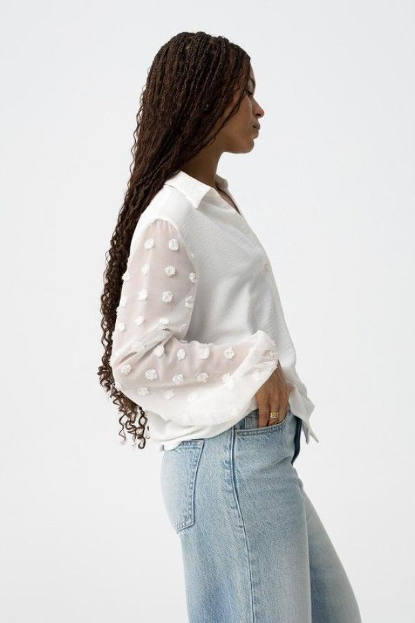 Camicia con maniche a palloncino ricamate bianco Tiffosi donna