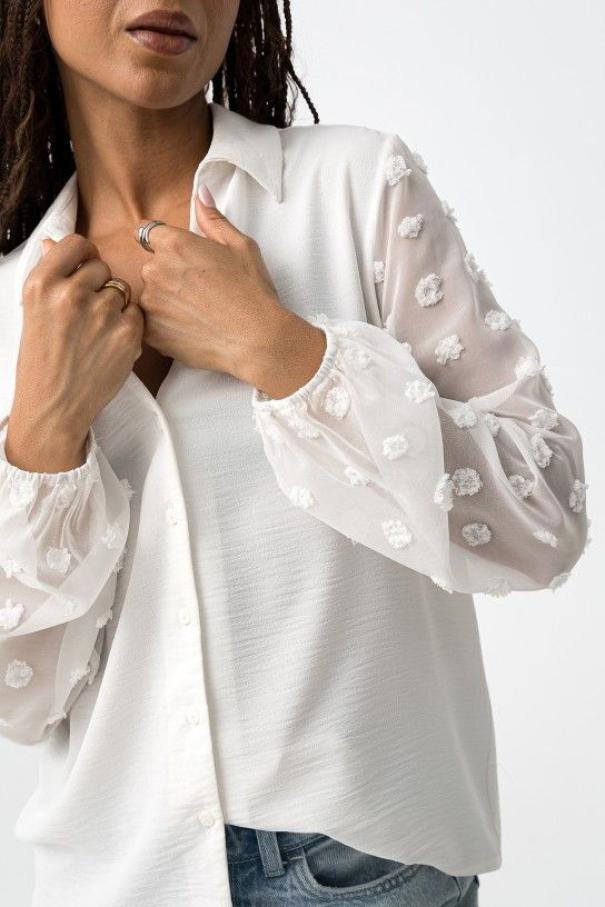Camicia con maniche a palloncino ricamate bianco Tiffosi donna