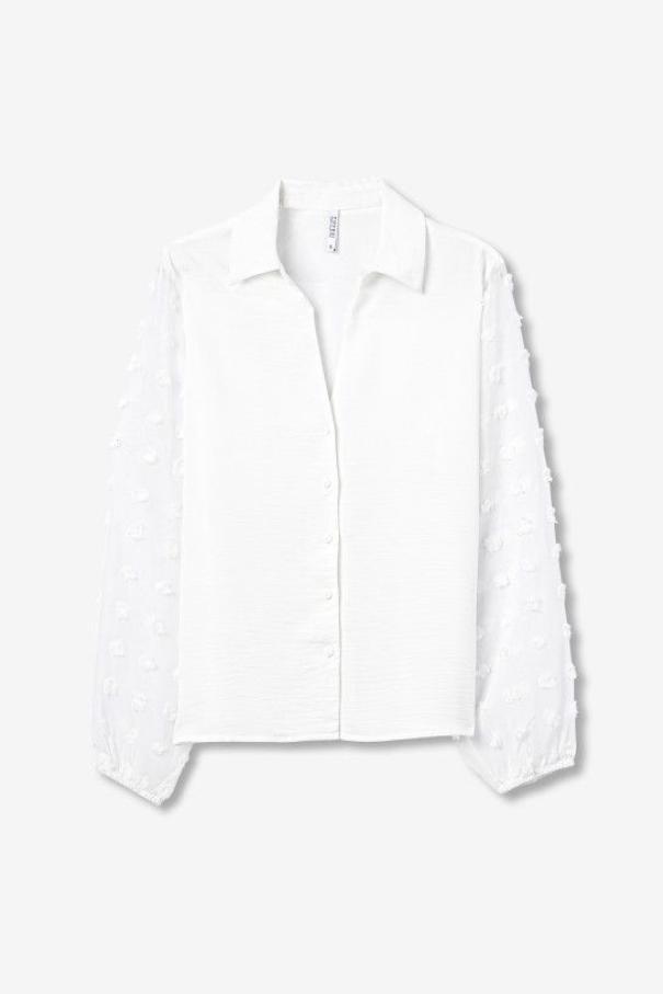 Camicia con maniche a palloncino ricamate bianco Tiffosi donna