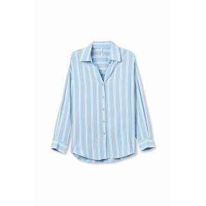 Camicia donna a righe celesti
