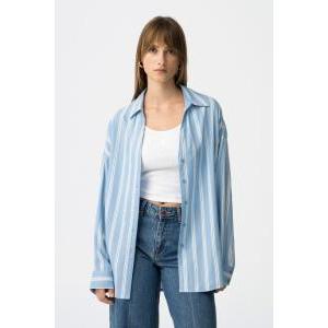 Camicia donna a righe celesti