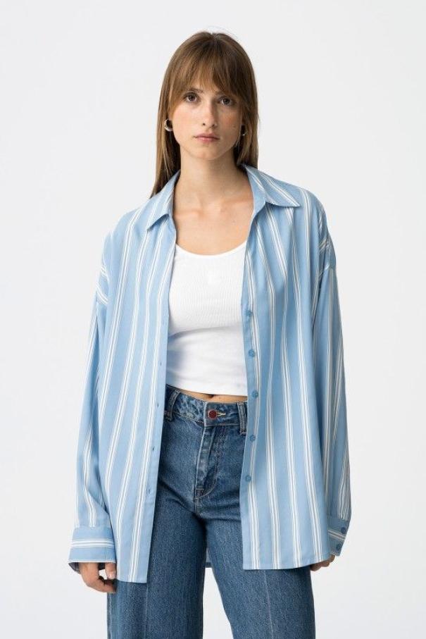 Camicia donna a righe celesti Tiffosi