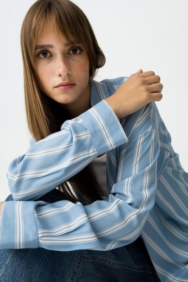 Camicia donna a righe celesti Tiffosi