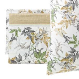 Completo matrimoniale flanella  foglie